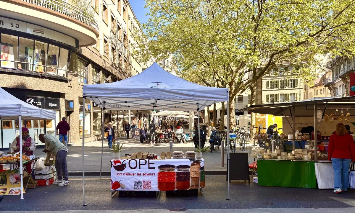 Stand Prokope lors d'un marché
